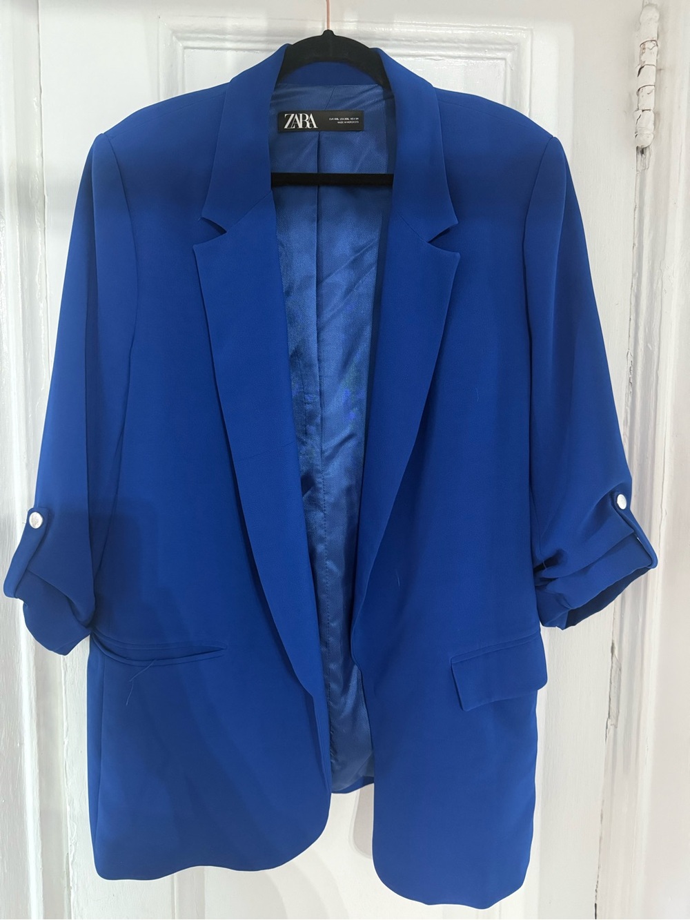 Zara Cobalt Blue Open-Front Relaxed Blazer